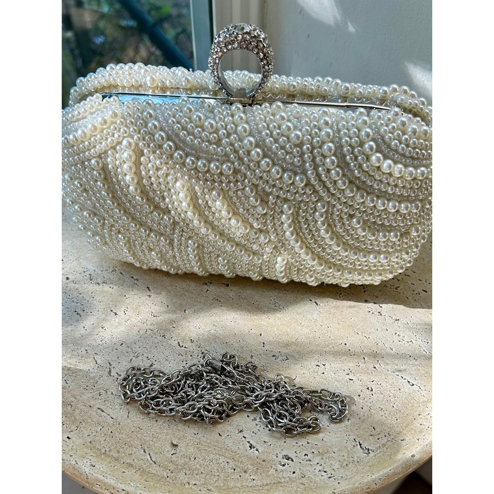 Midnight Champagne Pearl Clutch | Ivory Pearl Bridal Clutch - Picture 2 of 6